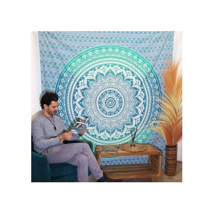 Nástenná plachta/prikrývka 212 x 193 cm (Farba Umrao Mandala - Oranžová)
