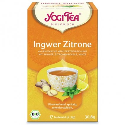 Yogi Tea Ginger Lemon (zázvor-citron) ajurvédský bylinný-ovocný čaj 17 x 1,8 g