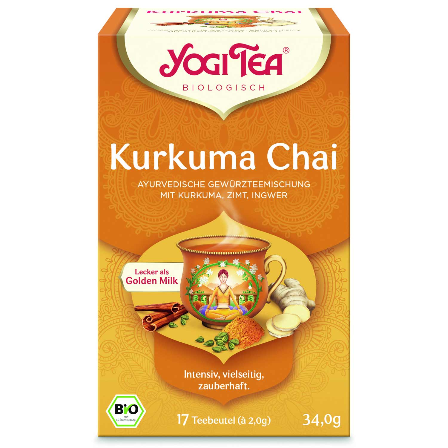 Yogi Tea Kurkuma Chai Turmeric Ajurvédský bylinný čaj porcovaný BIO 17 × 2 g