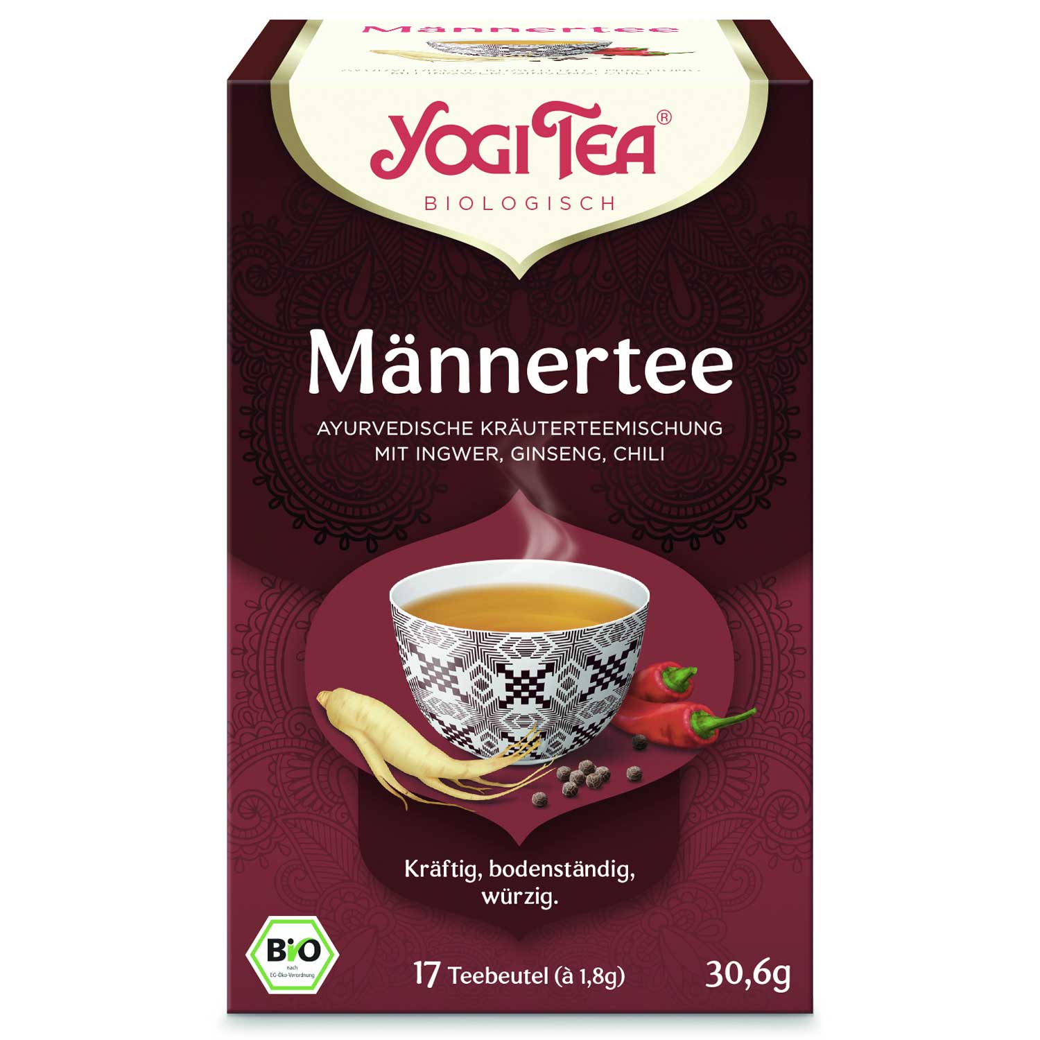 Yogi Tea Bio Ajurvédský bylinný čaj porcovaný Men´s Tea (Männer tee) organic s výtažkem z koření 17 × 2 g