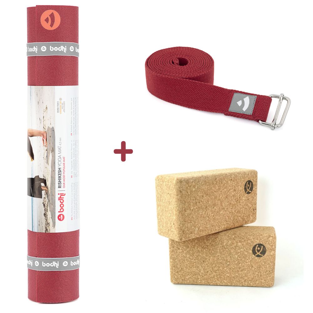 Bodhi Yoga Bodhi Rishikesh Premium set pro začátečníky červená 183 x 60 cm x 4,5 mm