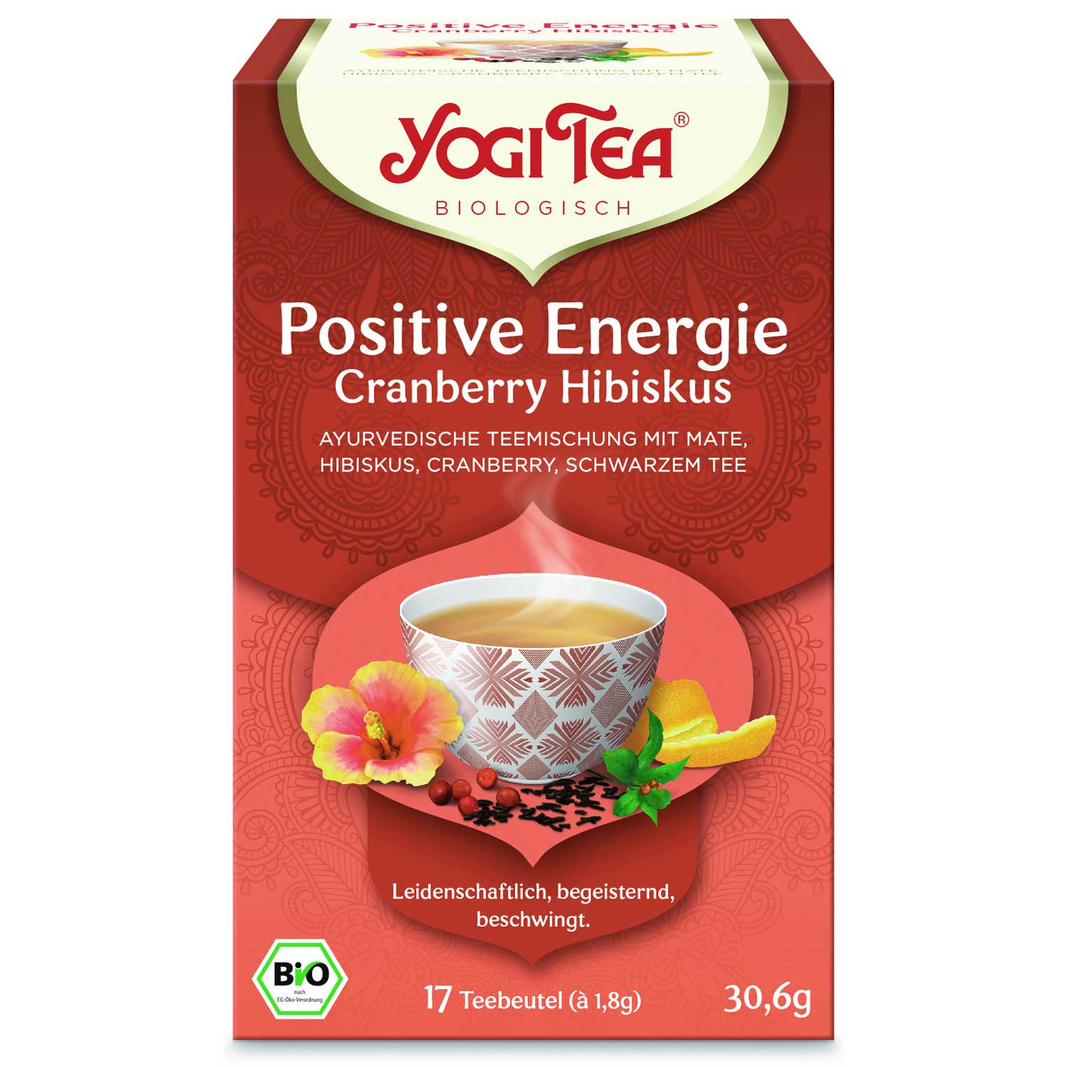 Yogi Tea Bio Positive Energy Brusinky a Ibišek s černým čajem 17 x 2 g