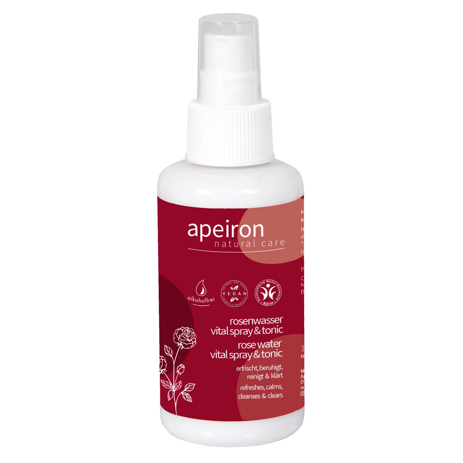 Apeiron Vital Spray & Tonic sprej s růžovou vodou na obličej a dekolt 100 ml