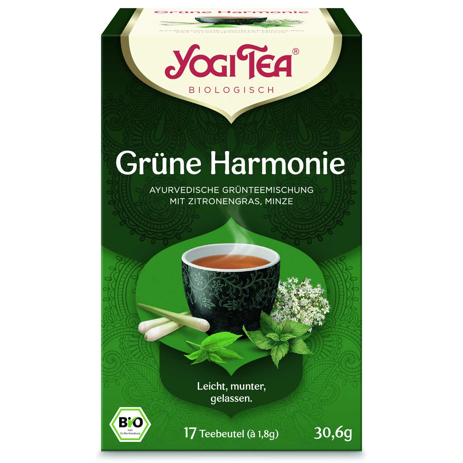 Yogi Tea Bio Zelená rovnováha zelený čaj s kombuchou 17 x 1,8 g