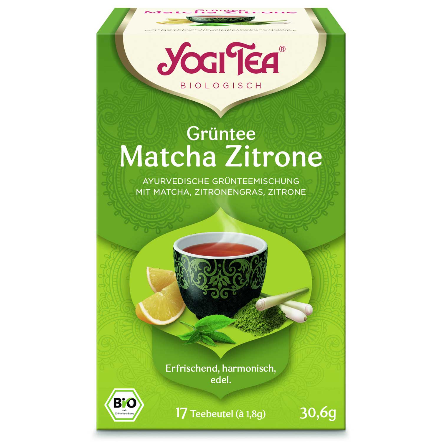 Yogi Tea Matcha Lemon ajurvédský zelený čaj s matcha 17 × 1,8g