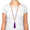 489sam yoga mala sandelholz amethyst violetter quaste hals