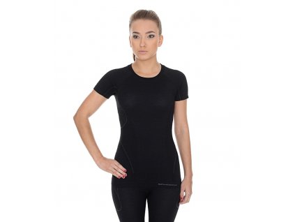 Brubeck dámské tričko s krátkým rukávem Active wool černé (Velikost L, Barva Černá)