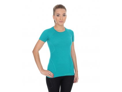 Brubeck dámské tričko s krátkým rukávem Active wool smaragdové (Velikost L, Barva Smaragdová)
