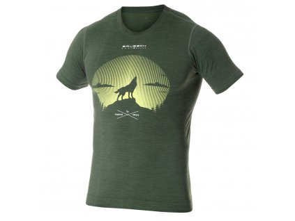 Brubeck pánské tričko krátký rukáv Outdoor wool green vlk (Size L)