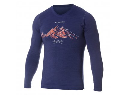 Brubeck pánské tričko dlouhý rukáv OUTDOOR WOOL PRO navy (Size L)