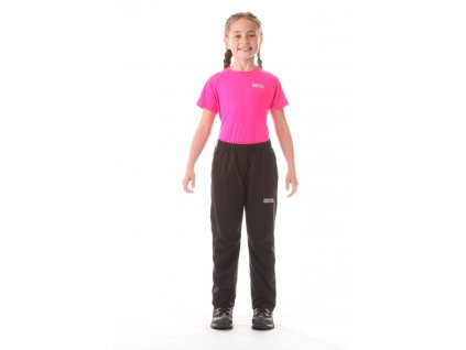 Dívčí zateplené kalhoty černé s růžovou NBFPK5924