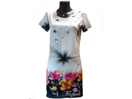 Dámské letní šaty s květinovým potiskem bílé