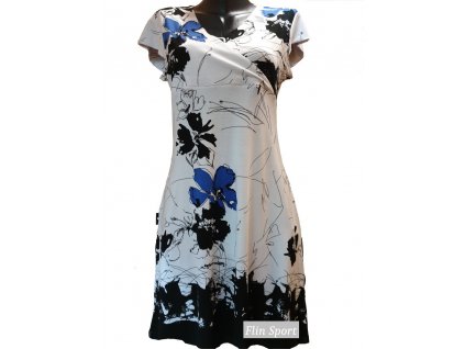 Dámské letní šaty s tmavě modrými květy