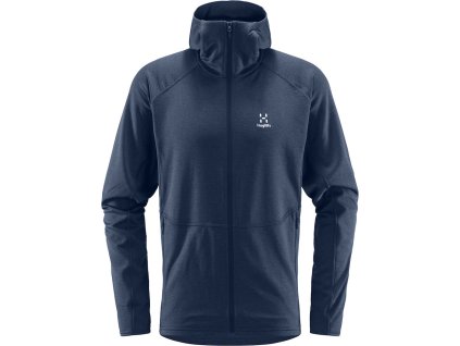 Haglöfs Skuta Hood Tmavomodrá (farba Tmavomodrá, veľkosť XXL, materiál 62% Polyester, 38% recyklovaný Polyester, 195g/m2)