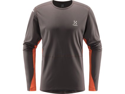 Tričko Haglöfs L.I.M Crown DL.r (farba tmavošedá / oranžová, veľkosť XL, materiál 100% PES, 135g/m2, ľahká a mäkká pletenina s chladivým vláknom)