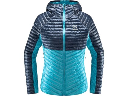 Bunda Haglöfs L.I.M Mimic Hood Modrá (farba modrá, veľkosť XS, materiál 100% recyklovaný PAD, 10D ultra ľahký, mini ripstopová štruktúra Výplň: Mimimc PLATINUM Graphene zmiešaný s recyklovaným PES,...)