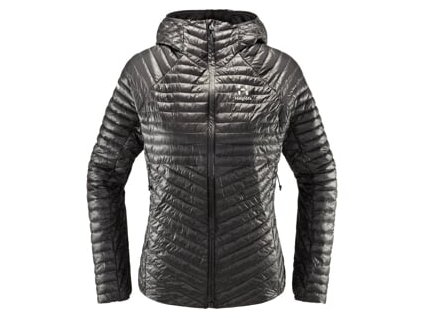 Haglöfs L.I.M Mimic Hood Tmavošedá (farba Tmavošedá, veľkosť XS, materiál 100% recyklovaný PAD, 10D ultra ľahký, mini ripstopová štruktúra Výplň: Mimimc PLATINUM Graphene zmiešaný s recyklovaným PES,...)