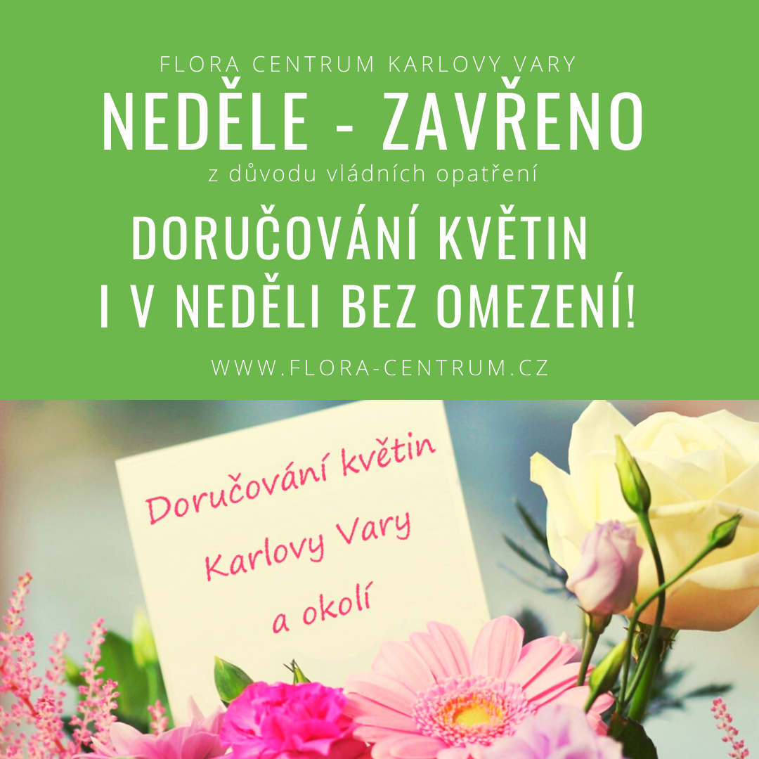 NEDĚLE - ZAVŘENO, doručování květin ale probíhá bez omezení