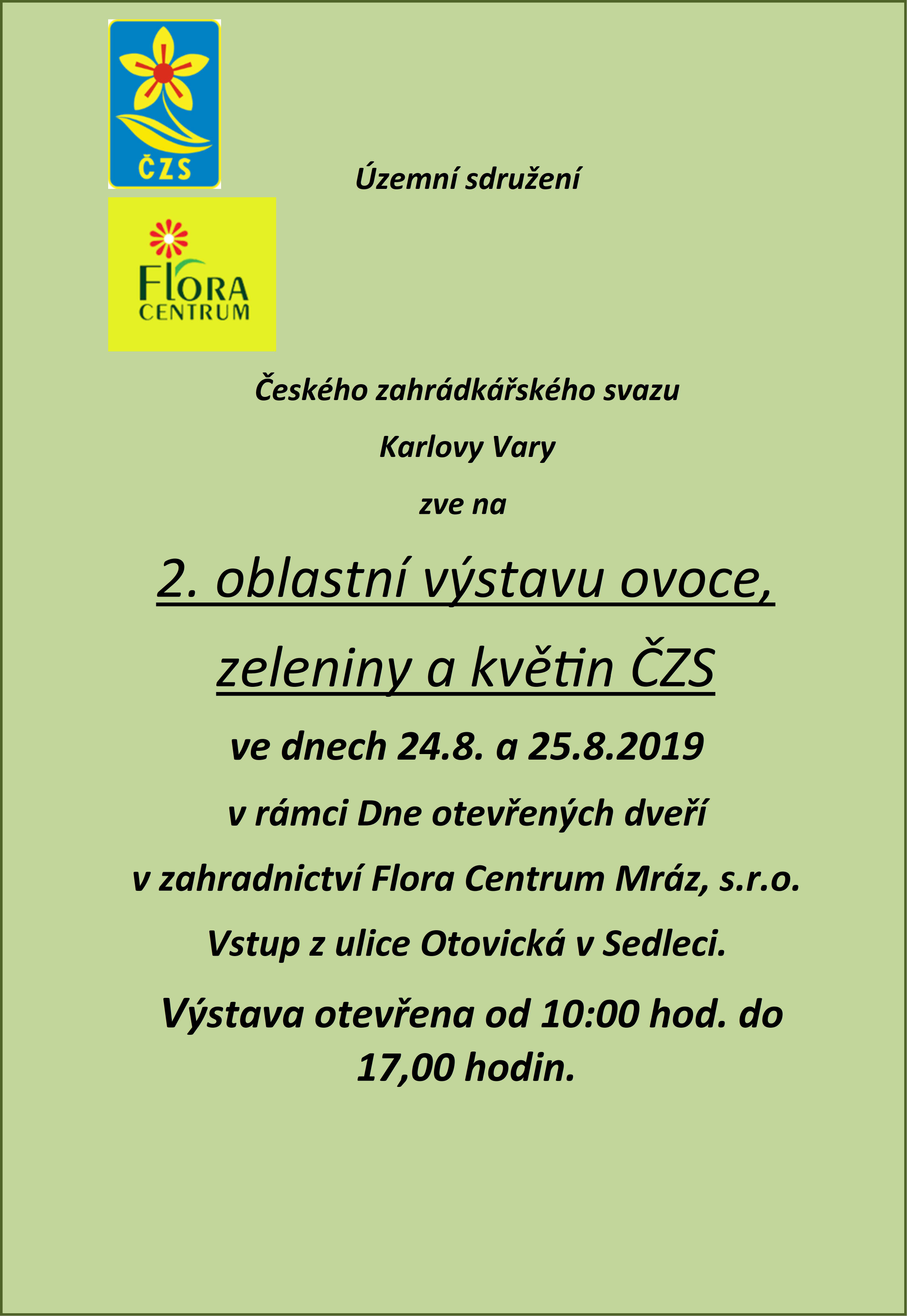 2. oblastní výstava ovoce, zeleniny a květin ČZS