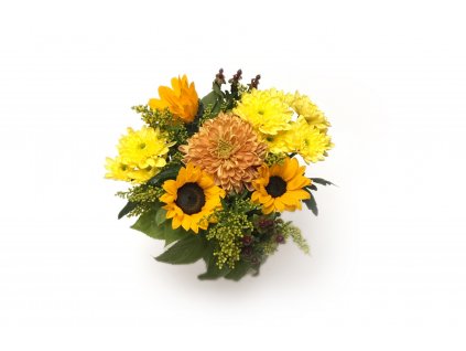 Kytice Sofie - slunečnice, pistácie, chrysanthéma, hypericum
