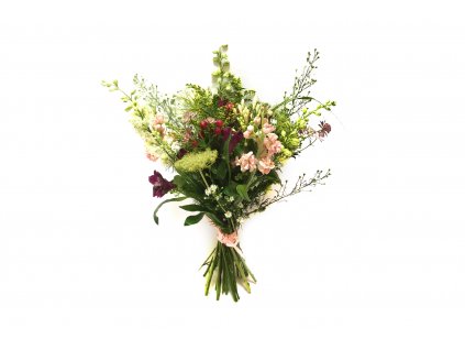 Luční kytice Rozárie - alstromérie, pakmín, mathiola, delphinium, aster
