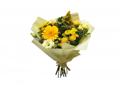 Kytice Květa: gerbera, chryzantéma, eustoma, růže