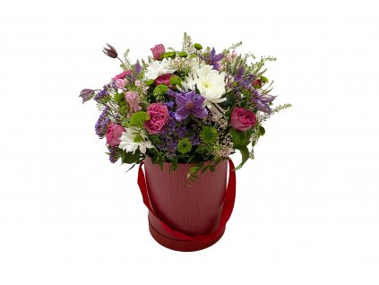 Flowerbox Helena - clematis, růže, santini, limonium, chrysantema