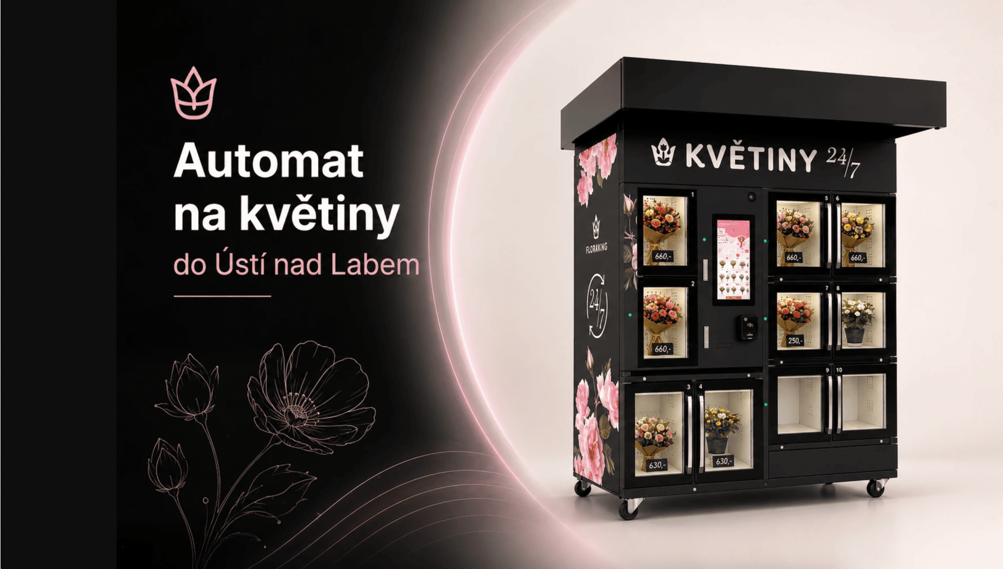 Květomat v Ústí nad Labem: prodej květin 24/7 bez obsluhy