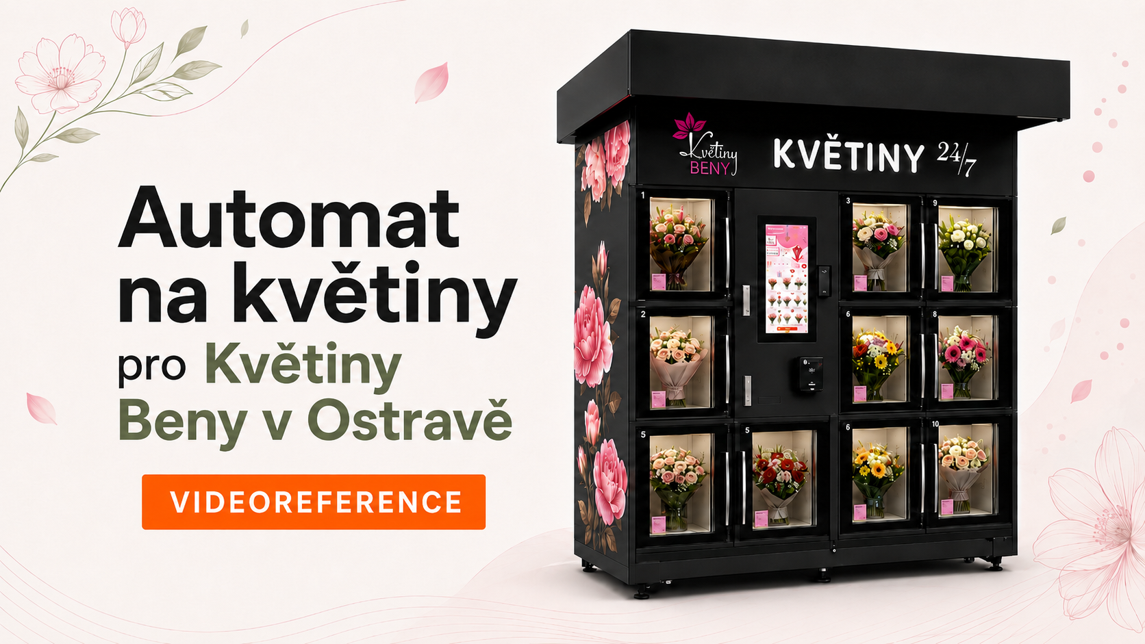 Květomat pro Květiny Beny v Ostravě: prodej květin 24/7 bez omezení otevírací dobou