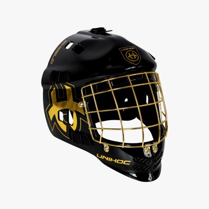 12557 Goalie Mask Unihoc Shield Black Gold