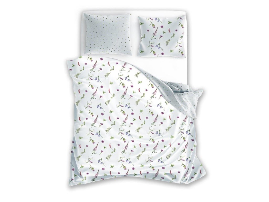 Bavlněné povlečení 160x200 Cottage 016 bílé barevné květiny Faro