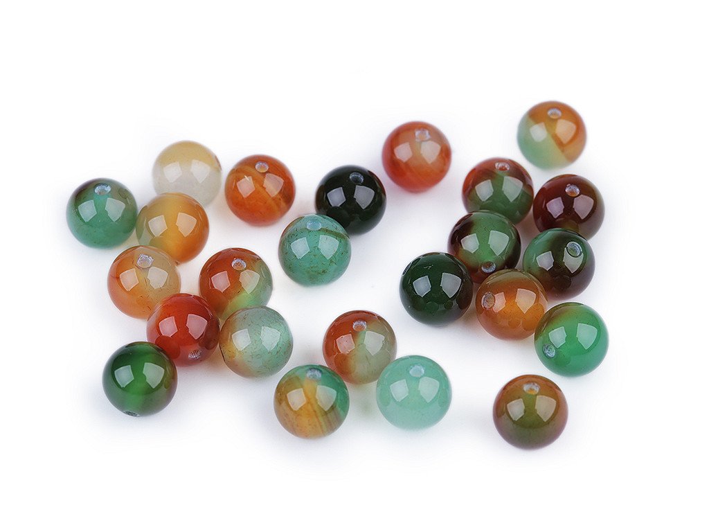 Achát multicolor dobarvený, minerální korálky Ø8 mm