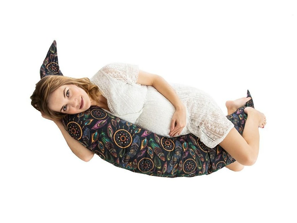Polohovací polštář Moon croissant Botany leaves flowers white length 260 color 5 pro kojení těhotenství lounging
