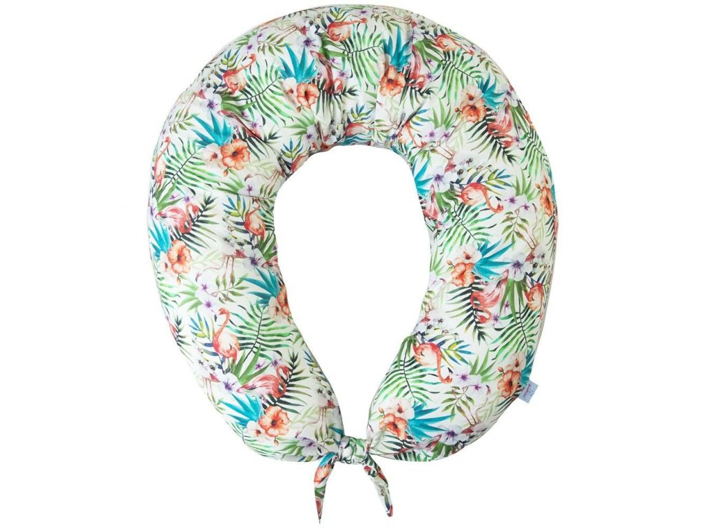 Polohovací polštář Moon croissant Botany leaves flowers white length 260 color 5 pro kojení těhotenství lounging