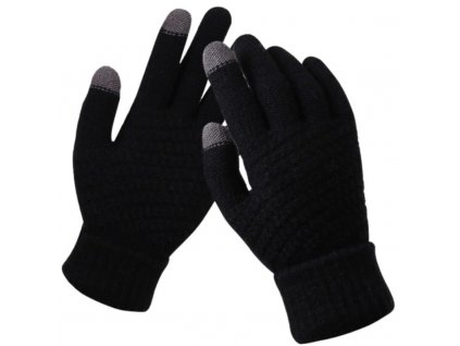 Dámské hřejivé dotykové rukavice, černé, 100% akrylová příze, univerzální velikost