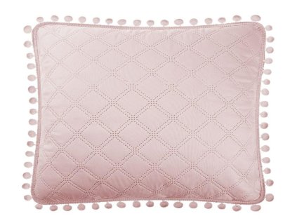 Pompoo bambulky povlak na polštář 50x70 pudrově růžový Pompoo bambulky kosočtverce glamour dekorativní na přehoz na postel