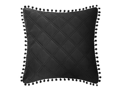 Pompoo povlak na polštář 45x45 černý Pompoo bambulky kosočtverce glamour dekorativní na přehoz na postel