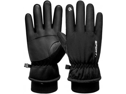 Pánské zimní rukavice s dotykovou funkcí, voděodolné a zateplené, materiál 90% polyester a 10% akryl, velikost XL