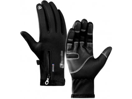 Pánské zimní rukavice s dotykovou funkcí, vodotěsné, černé, velikost XL