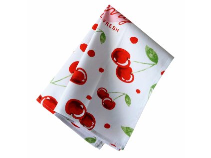 Kuchyňská utěrka 45x65 Třešeň bílá červená bavlna třešně I 23