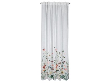 Záclona 140x270 Dolly bílé zelené květy připravené na pásku Eurofirany E11