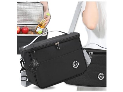 Termální sáček na jídlo LUNCH BOX, šedý džínový design, 29x22x20 cm, voděodolný materiál