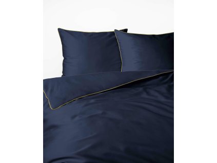 Saténové povlečení 220x200 tmavě modré s lemováním Mako Satin 62