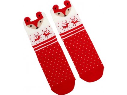 Teplé Dámské Ponožky s Vánočním Medvídkem, Skandinávský Design, Velikost 34-40, Bavlna-Polyester-Elastan