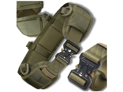 Vojenský taktický opasek 2v1, zelená barva, nylonový materiál, délka 125 cm