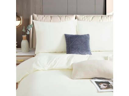 Saténové povlečení 220x200 bílé jednobarevné I24