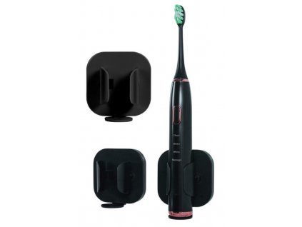 Univerzální nástěnný držák pro elektrický zubní kartáček, matný černý, odolný plast, 7,3 cm x 7 cm