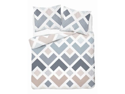 Ložní prádlo z mikrovlákna 160x200 Modrobéžový geometrický vzor 5026 A 65 Light