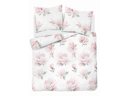Ložní prádlo z mikrovlákna 220x200 Bílé růžové květy 5034 A 65 Light