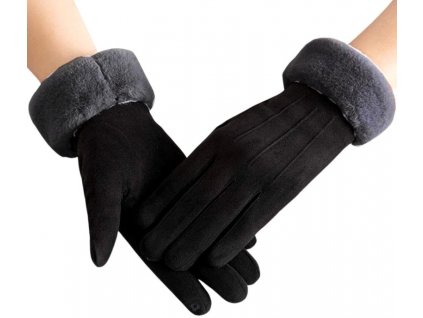Dámské dotykové zimní rukavice, černé, polyester, 23.5x9 cm